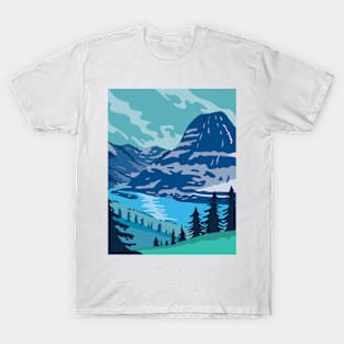 Glacier National Park and Kintla Lake in Montana United States WPA Poster Art Color T-Shirt